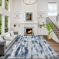 8x10 Area Rugs for Living Room: Washable Abstract Blue Grey Badroom Carpet | by GENTDRIZZ