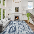 9x12 Area Rugs for Living Room: Washable Abstract Blue Grey Badroom Carpet | by GENTDRIZZ
