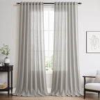 Light Gray Linen Curtains for Living Room 120 Inches Long Back Tab Light by Nanspring