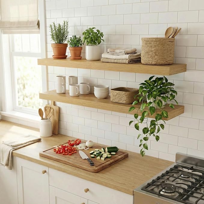 Dreamland Floating Shelves for Wall, 2 Pack Rustic Wooden Wall Shelves - Image 6