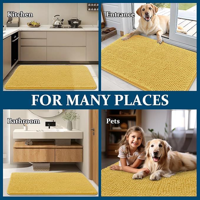 OLANLY Dog Door Mat for Muddy Paws 34x21, Super Absorbent Chenille Mud Mat | - Image 8