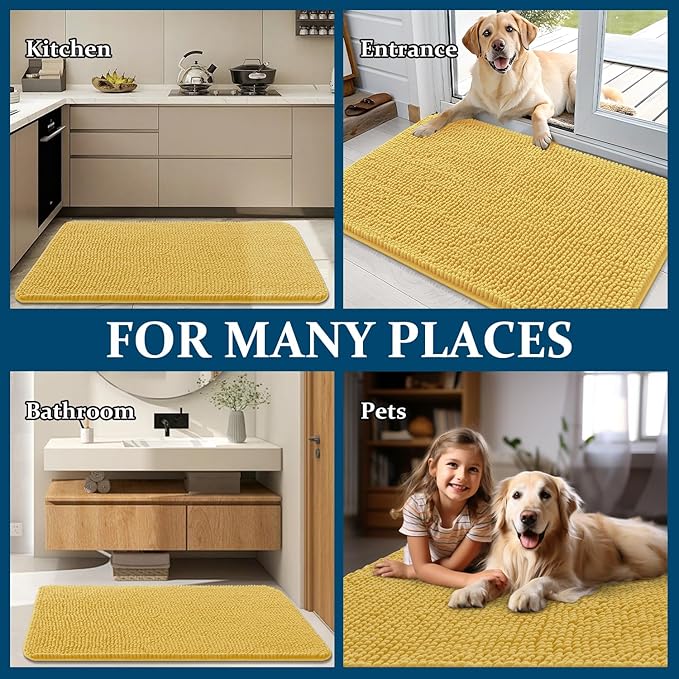 OLANLY Dog Door Mat for Muddy Paws 48x30, Super Absorbent Chenille Mud Mat | - Image 8
