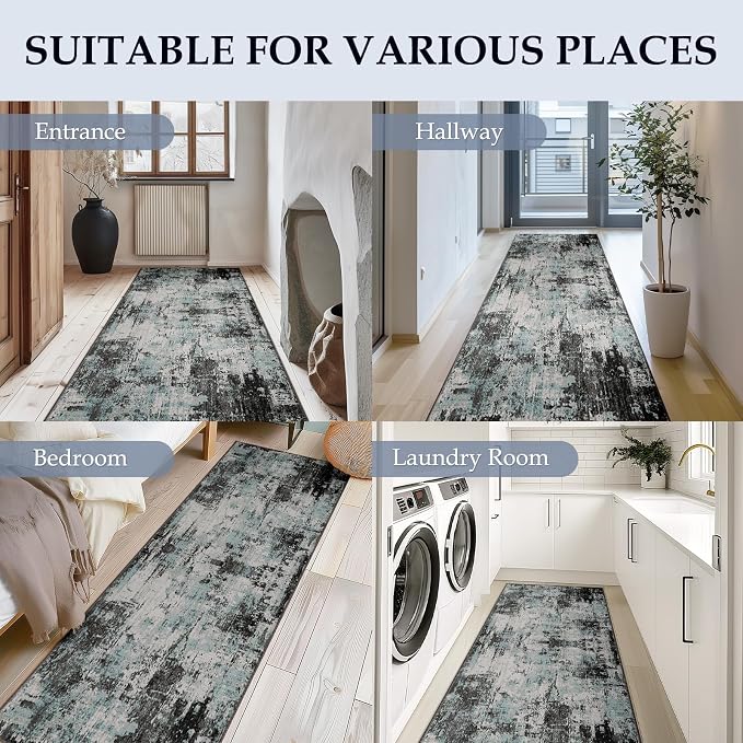 RELEANY Washable Runner 2'x6' Abstract Area Rug - Image 4
