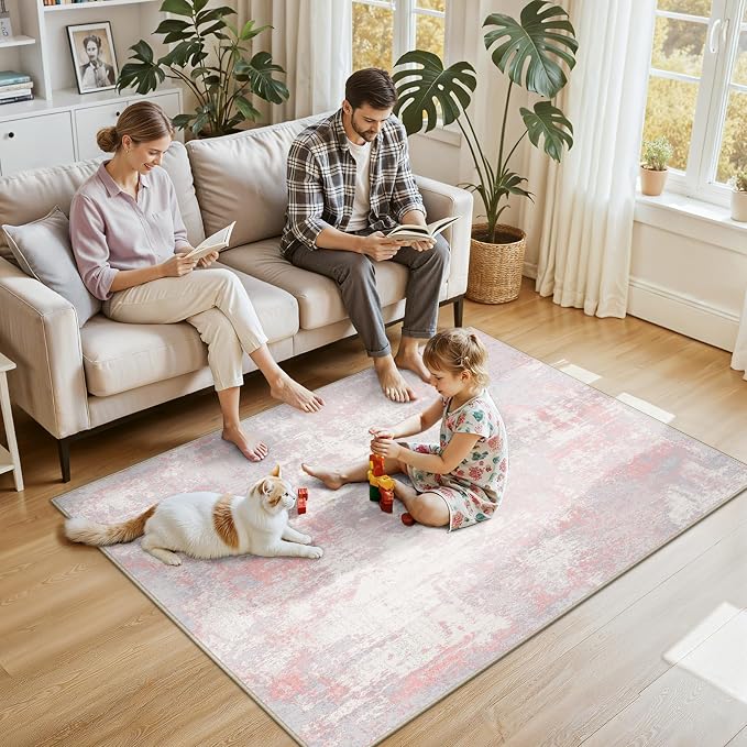 RELEANY Washable 4'x6' Abstract Area Rug - Image 2