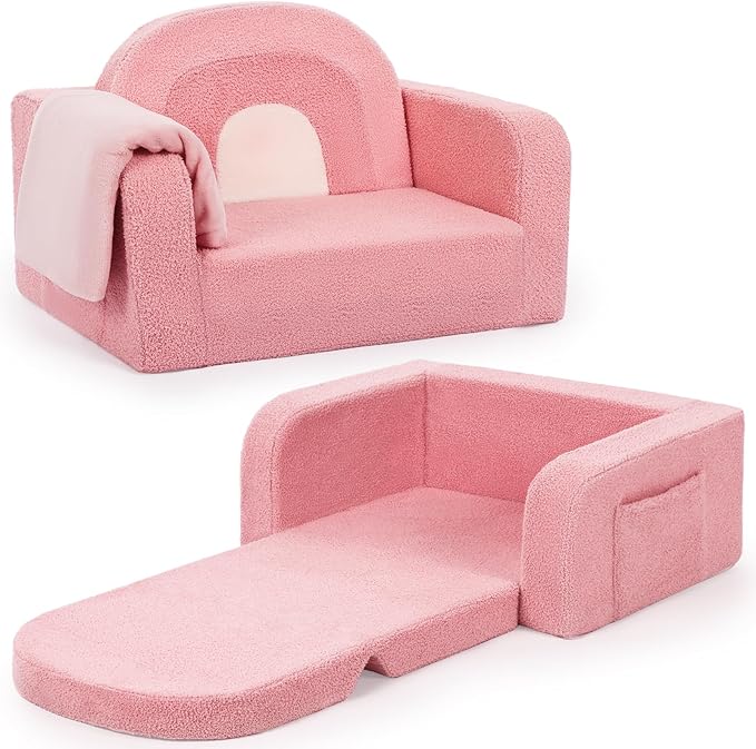 Foryoomi Kids Couch, 2-in-1 Soft Toddler Couch Fold Out by Unknown