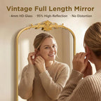Besdomus Antique Full Length Mirror: 21"x56" French Gleaming Gold Arched Full - Image 4