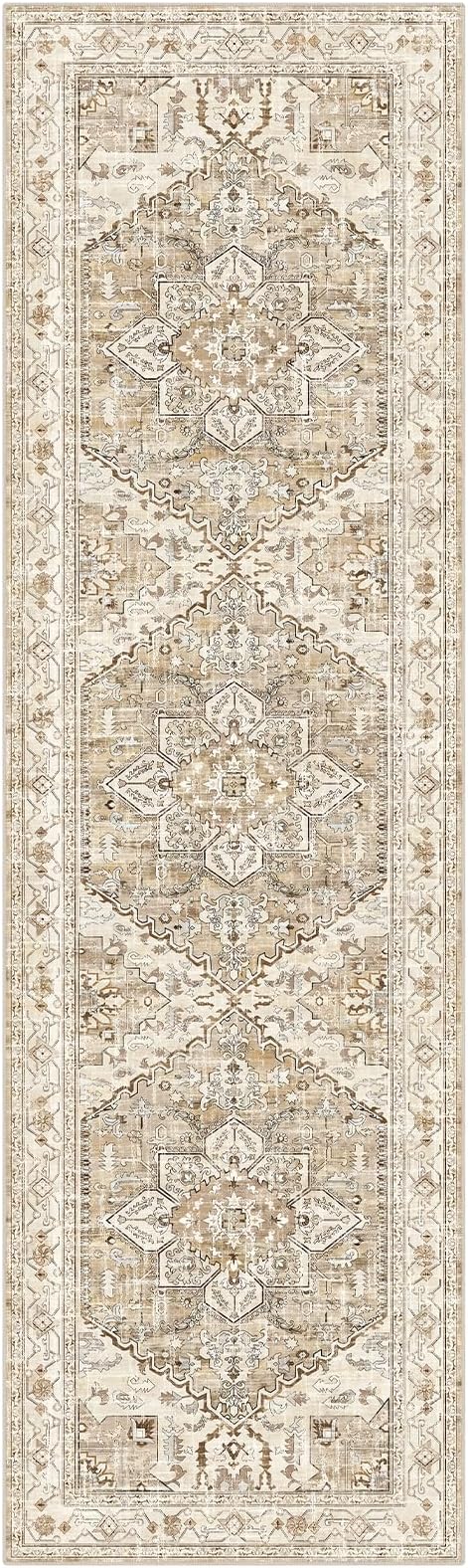 Yamaziot Washable Runner Rug, 3x10 Non-Slip Boho Hallway Kitchen Rug | Stain - Image 3