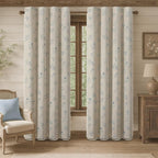 Boho Floral 100% Blackout Curtains 84 Inch 2 Panels Light Blue | Farmhouse - Image 2