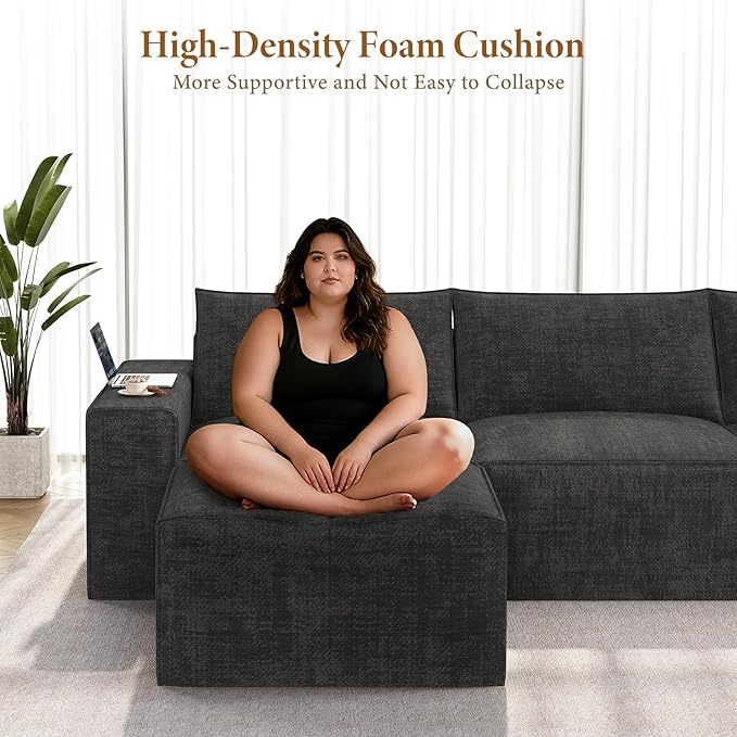 Vesgantti 114" Modular Boneless Couch, Modern 3 Seater Sectional Sofa - Image 4