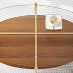 LumFurn Oval Glass Coffee Table, Mid-Century Modern Design, L43 x W22 x H17 inch - Image 6