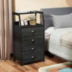 Furnulem Tall 4 Drawers Dresser, Vertical Storage Tower Black Dresser - Image 2