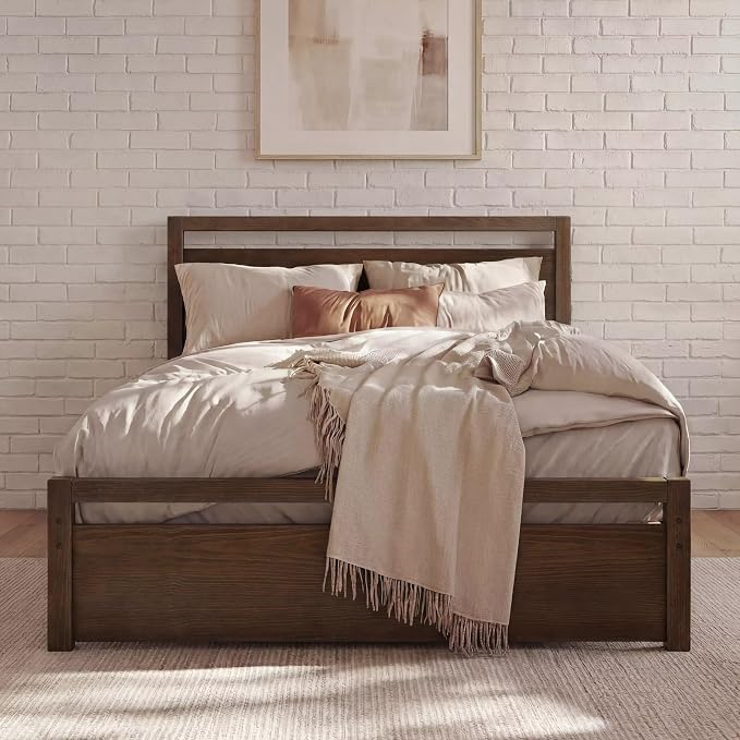Grain Wood Furniture Loft Queen Size Solid Wood Bed, Brushed Mocha - Image 2