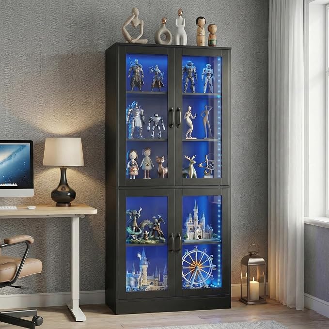 holzart Modern Black 5-Tier Display Cabinet by holzart