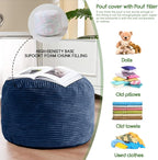 HIGOGOGO Round Stuffed Pouf Ottoman, Corduroy Poufs - Image 5