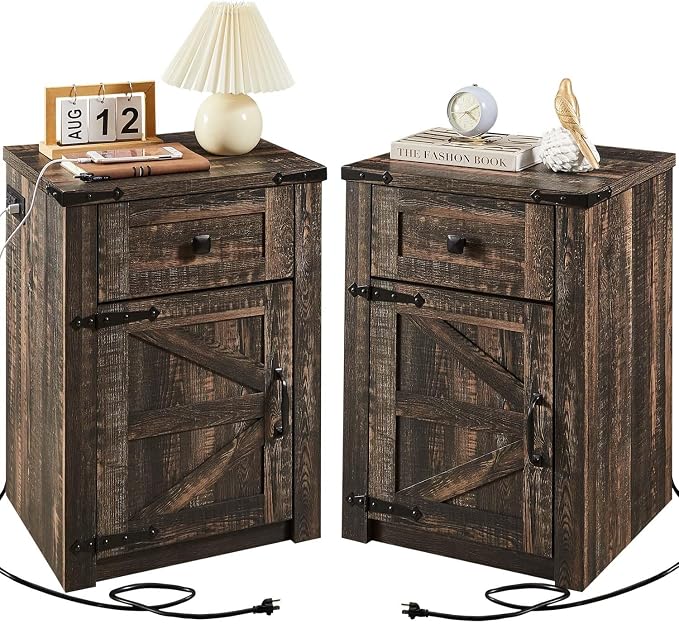 SOOWERY Nightstands Set of 2, Nightstand by SOOWERY