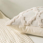 Set of 2 Beige Morrocan Decorative Pillow Covers 26x26 Inch Fluffy Boho Throw - Image 7