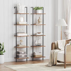 HOOBRO DIY Ladder Shelf, 5-Tier Wooden Wall Mounted Bookshelf, Narrow Bookcase - Image 4