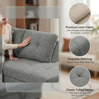 97.5" L Shaped Couch Set Linen, Modular Sectional Couches - Image 5