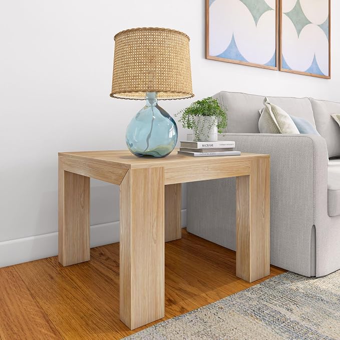 Plank+Beam Modern Square Corner Table, Slim Side Table by PlankBeam