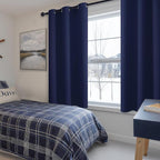 Short Blackout Curtains for Bedroom Navy Blue 42 x 45 Inch 2 Panels | Thermal - Image 6