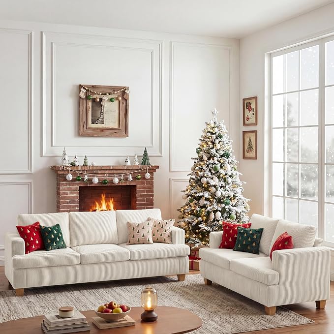 Apicizon Loveseat & 3 Seater Sofa Sets, 2 Piece Deep Seat Sleeper Sofa - Image 3