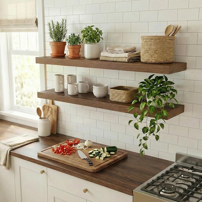 Dreamland Floating Shelves for Wall, 2 Pack Rustic Wooden Wall Shelves - Image 2