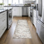 2x6 Washable Runner Rug：Modern Abstract Kitchen Soft Carpet Brown | - Image 3