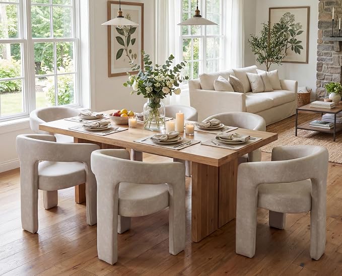 BESTANO Set of 6 Modern PU Leather Upholstered Dining Chairs by BESTANO