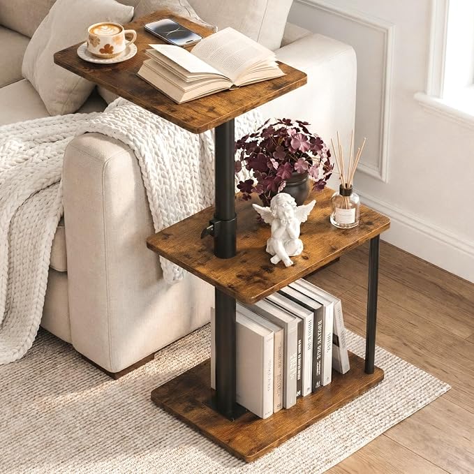 Faesun 360° Swivel Side Table for Height Adjustable, C Shaped End Table for by Faesun