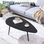 SAYGOER Black Small Coffee Table Modern Oval Coffee Tables Retro Center Table - Image 8