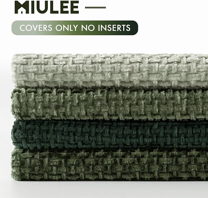 MIULEE Soft Decorative Chenille Pillow Covers Forest Green 20x20 Pack of 4 | - Image 6