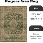 9x12 Green Retro Floral Washable Area Rug - Image 2