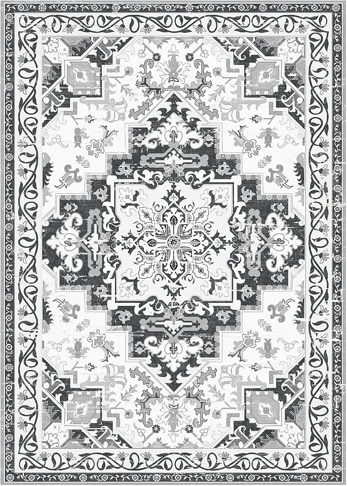 Rugflix 6x9 Area Rugs for Living Room, Washable Light Grey Large Rug | Machine - Image 9