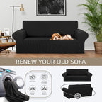 Stretch Loveseat Couch Cover, 2 Cushion Couch Slipcover, Elastic Bottom - Image 3