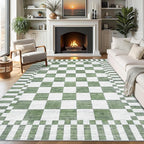 GarveeHome Green Checkered Rug 6x9 Area Rugs Living Room Checkerboard Rug | by GarveeHome