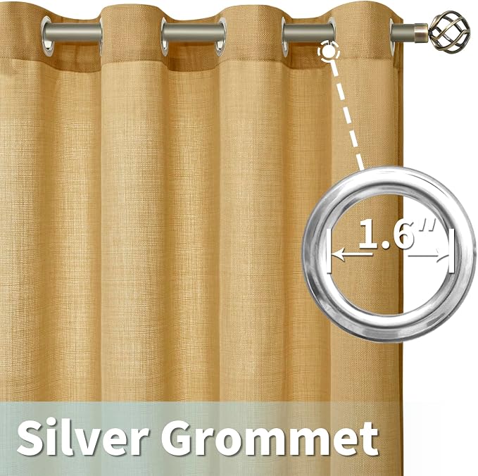 Light Filtering Faux Linen Curtains - Image 4