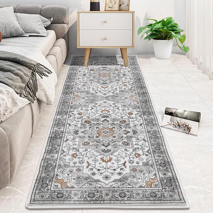 HEBE Hallway Runner Rug 2'x6', Washable Non Slip Kitchen Rug Runner | Soft Boho - Image 7