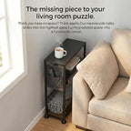 Skinny Side Table with Storage, 3 Tier Slim Side Tables - Image 10
