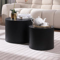 Small Coffee Table Nesting End Table Set of 2, Round Coffee Table Wood Side by HanStrong