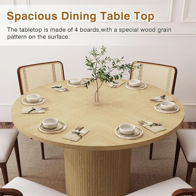 weselon Round Dining Table for 4, Modern Farmhouse Kitchen Table, 47 Inch Small - Image 7