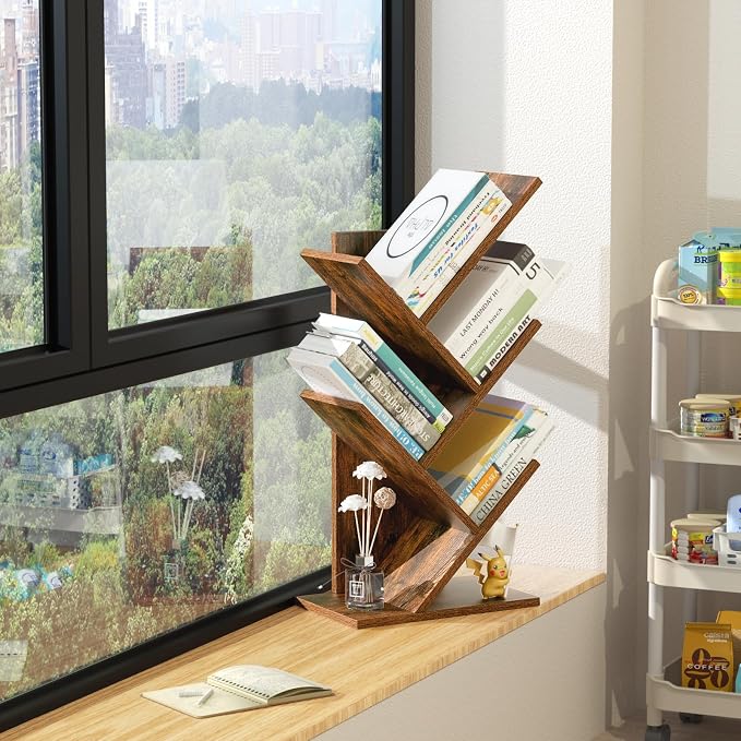 SHEEPAM 5 Tier Tree Book Shelf, Small Desktop Bookshelf - Image 5