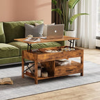WLIVE Lift Top Coffee Table, Hidden Compartment, Wooden Lift Tabletop Center - Image 3