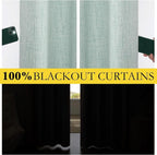 NICETOWN Seafoam Green Blackout Linen Curtains 95" Long, Rod Pocket Back Tab - Image 7