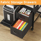 YAOHUOO Printer Stand with Power Outlet/Fabric Drawers, Printer Cabinet with - Image 4