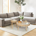 Wnutrees Farmhouse Round Coffee Table, Rustic Sofa Side Tea Tables Nesting - Image 4