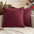 MIULEE Decorative Couch Throw Pillow Covers 18x18 Inch Burgundy Red 2 Pack | by MIULEE