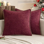 MIULEE Decorative Couch Throw Pillow Covers 16x16 Inch Burgundy Red 2 Pack | by MIULEE