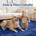 5x7 Fluffy Shag Area Rugs for Living Room Bedroom: Soft Plush Carpet Blue | - Image 3
