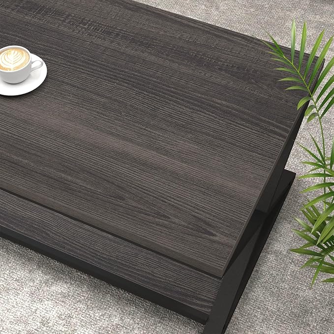 HSH Gray Storage Coffee Table, Modern Center Table - Image 5