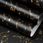 FunStick Thick Black and Gold Marble Contact Paper by FunStick